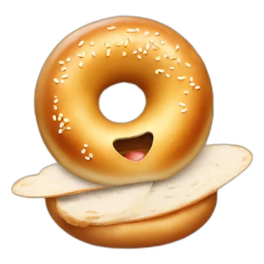 BAGEL WITH A FACE AND WINGS sticker