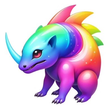  exotic tropical iridescent colorful nebula rainbow gradients cyber-Protogen-Fakémon-Pokémon-Vernid-creature sticker