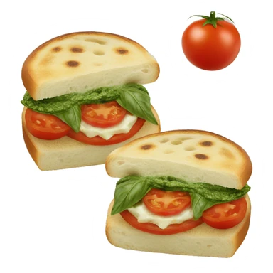 Panino with tomato, mozzarella and green pesto  sticker