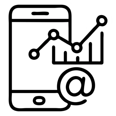 digital marketing, outlined icon style, features smartphone, analytics chart, and email symbol sticker