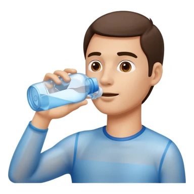 man drinking water from a bottle sticker