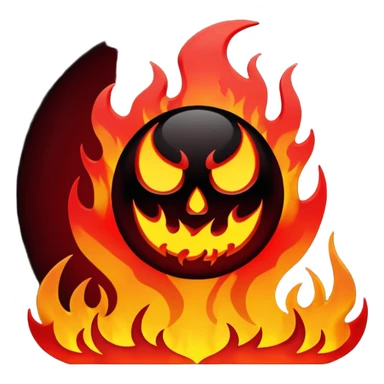 hell view with Red and black with fire, devily sticker