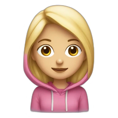 una chica rubia con una sudadera y una capucha saludando sticker