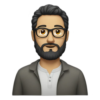 White man with a black beard and round glasses sticker