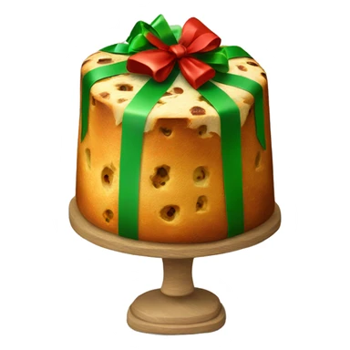 Christmas panettone with green and red bow sticker