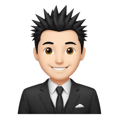 fat spiky haired happy man with suit sticker