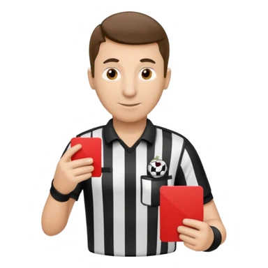Изображение футбольного судьи, в руках которого красная карточка из футбола. Судья не улыбается sticker