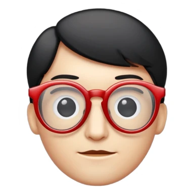 Red Glasses with subtle shine and curved frame edges. sticker