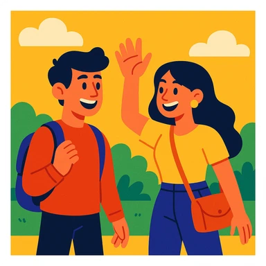 A young man and woman meeting for the first time sticker