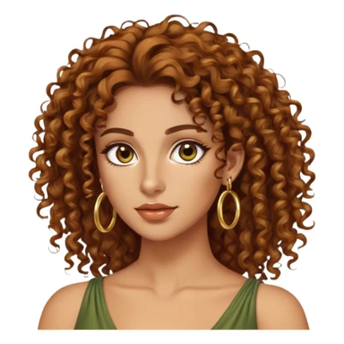 Attractive Greek woman with long curly amber-brown hair and gold hoop earrings sticker
