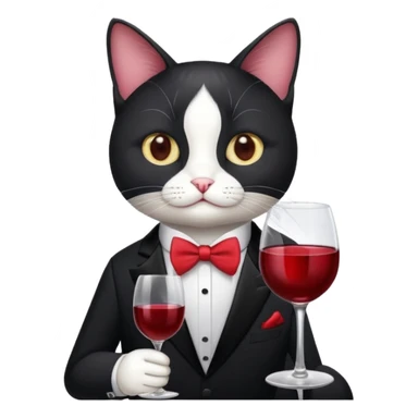 Tuxedo cat with a glass of wine sticker