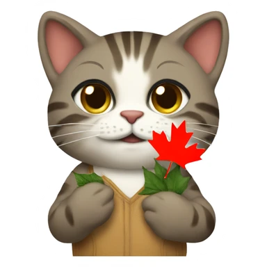 Kat holding a Canadian leaf sticker