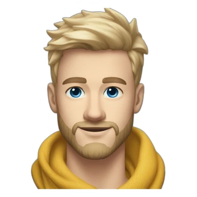 blond-guy-with-taper-fade,-straight-tiktok-guy-front-and-top-of-hair-and-dark-blonde-beard-and-blue-eyes-and-big-nose-and-scarf-on-the-middle-of-forehead sticker