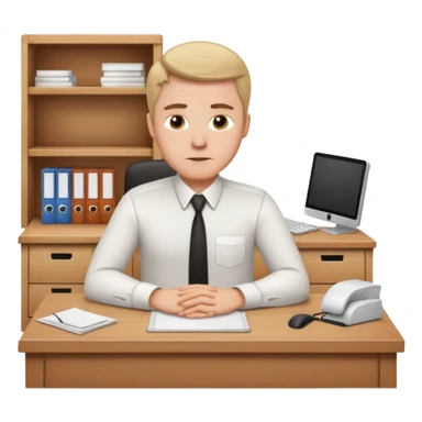 a white man, works in an office at the table sticker