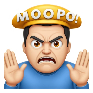 Big text "mopo" above and an angry man sticker