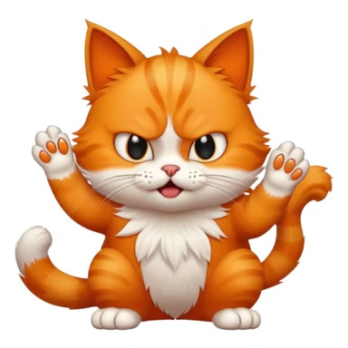 cartoon cat swiping with its paw, angry expression sticker