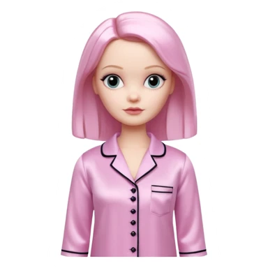 Wednesday Addams Barbie in a Light pink silk pyjamas set sticker