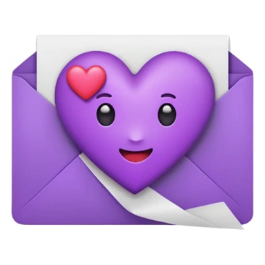 IOS's love letter emoji but with a purple heart instead of a red heart sticker