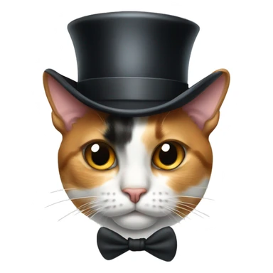 calico cat wearing a monocle and a top hat sticker
