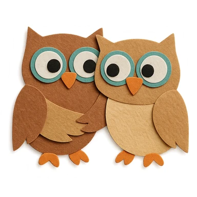 layered paper owls collaborating, teamwork sticker