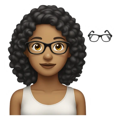 Tan girl with black curly hair and clear glasses sticker