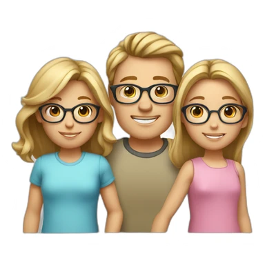 Family of 5 - blonde mom, light brown hair dad with glasses, 8 year old blonde girl with glasses, 4year old light brown hair boy and 1 year old light brown hair girl sticker
