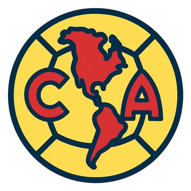 minimalist icon of a soccer ball with the map of the Americas, Club América colors sticker