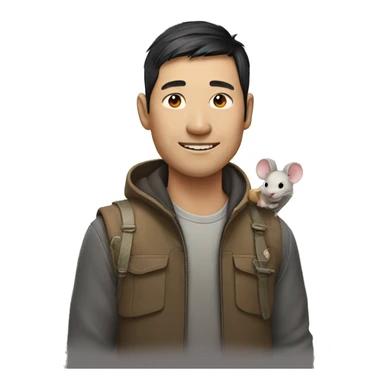 chinese man with a mouse on his shoulder sticker