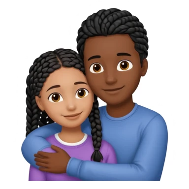 dark, black girl with black braids hugging her white italian boyfriend with straight parted brown hair sticker