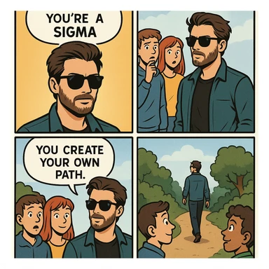 zrób komis, że ktoś jest "sigma" żart. Inspiruj się zanymi twarzami sticker