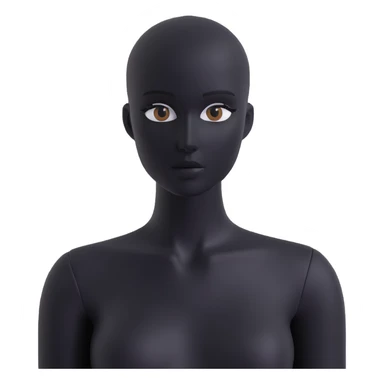 Matte black mannequin in the style of a default avatar. Monochrome with no lines. Minimalistic flat vector icon, iOS style, thin black contour on white. Completely black eyes are not just pupils sticker