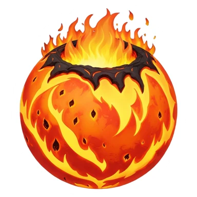 sphere globe planet, surface covered with lava fire sticker