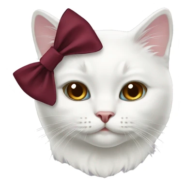 white cat with maroon bow sticker