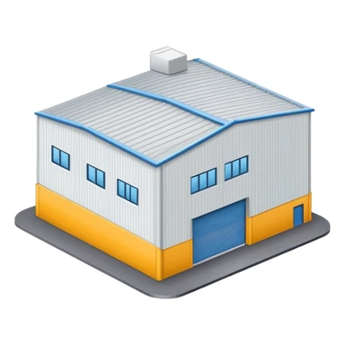 simple warehouse building representing a Versandzentrum shipping center sticker