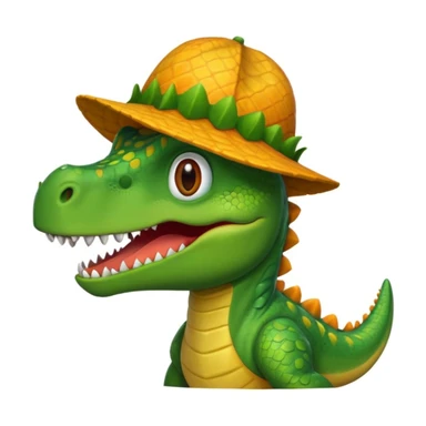 Dinosaur wearing a mango hat sticker