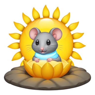 A gray mouse inside of a sun ☀️ 🐭 sticker