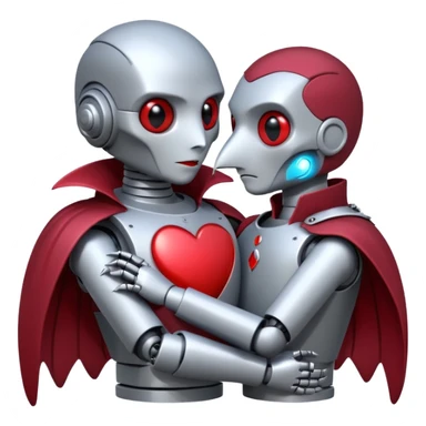 Vampire Robot who is NOT a bird with a Pigeon and they are in love sticker