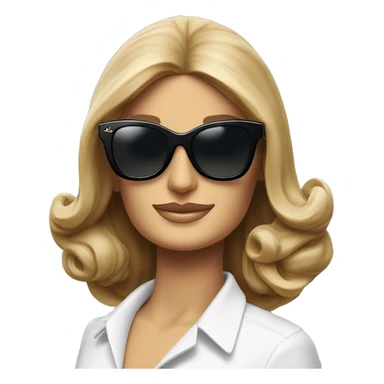 Dalida avec une chemise d’été Lacoste et une grosse paire noire de lunettes de soleil Ray Ban  sticker