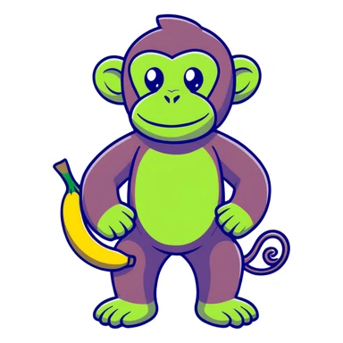 green chimpanzee with a banana body sticker