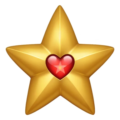 A star with a heart inside, golden and black sticker