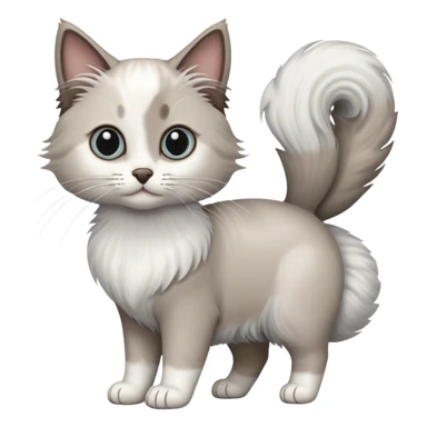 Create an iOS emoji image of a White/grey ragdoll cat with dachshund-like body sticker