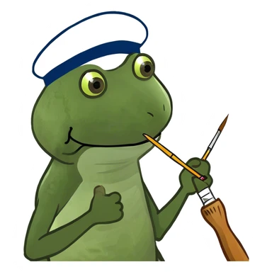 with brown afro, painting on a canvas sticker