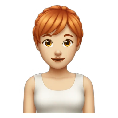 red haired girl with bangs and wink sticker