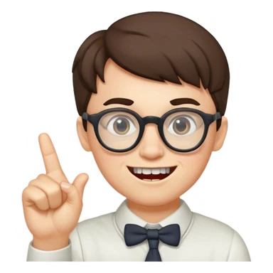 Nerd with glasses and one finger up and two teeth sticking out  sticker