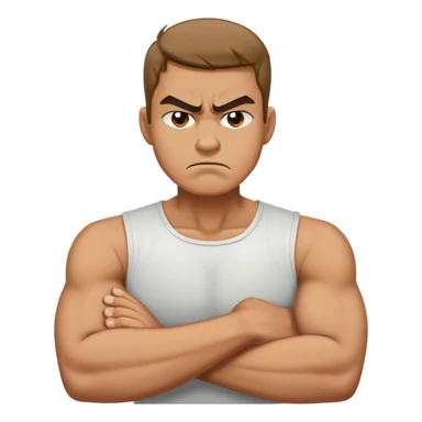 Man that’s angry having his arms crossed grabbing his neck  sticker