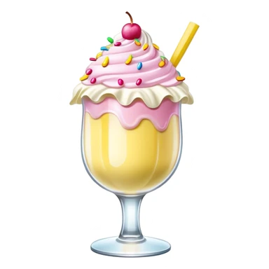 cute banana split with pink toppings in a ruffled cocktail glass sticker