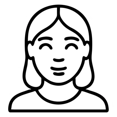 woman with blue-grey eyes, brown hair, brown skin, modern outlined icon style, no fill, just black outlines, elegant and simple sticker