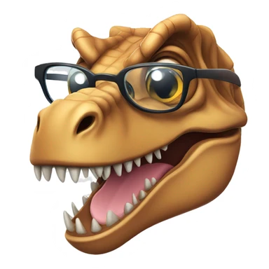 T-rex with mustache pulling down one side of glasses that winks at you sticker