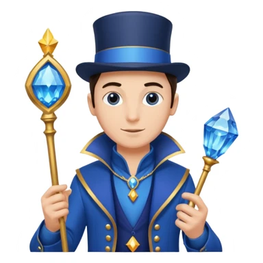 blue colored magician with zepter and blue gem on it sticker
