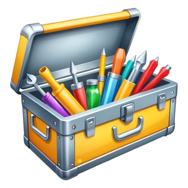 Toolbox with colorful stickers and sparkles sticker